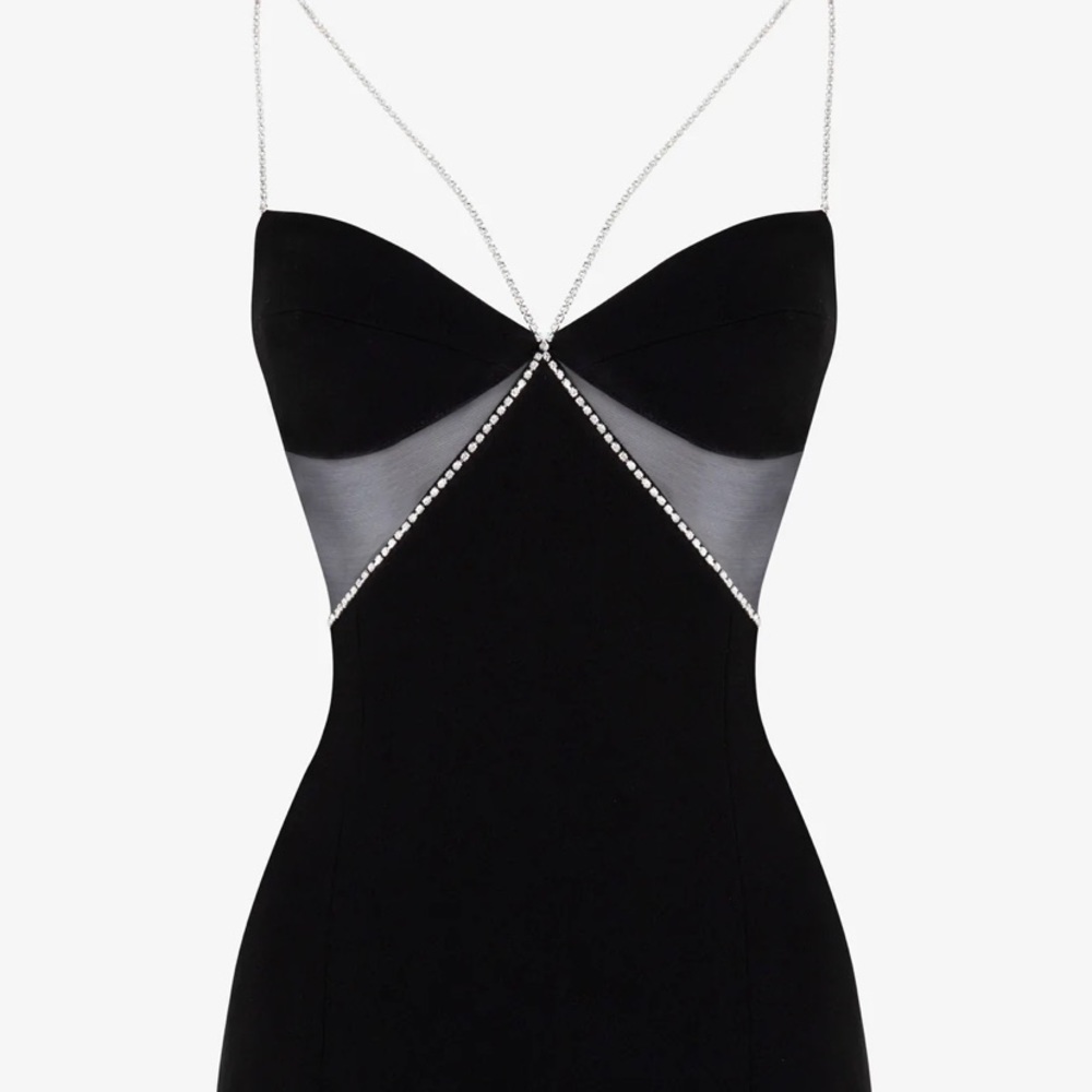 NWT AND STORAGE  BOX heiress Beverly Hills diamanté strap cutout mini dress